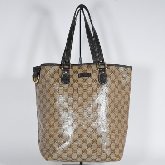 Gucci GG Crystal Coated Canvas Tote Bag - Beige/Brown - Classic Tote Authentic - Picture 1 of 15